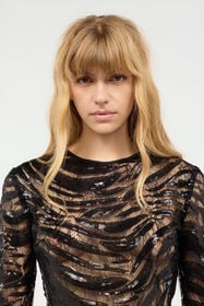 JC Crop Top Con Motivo Zebra Di Strass Nero UFT134-UF188