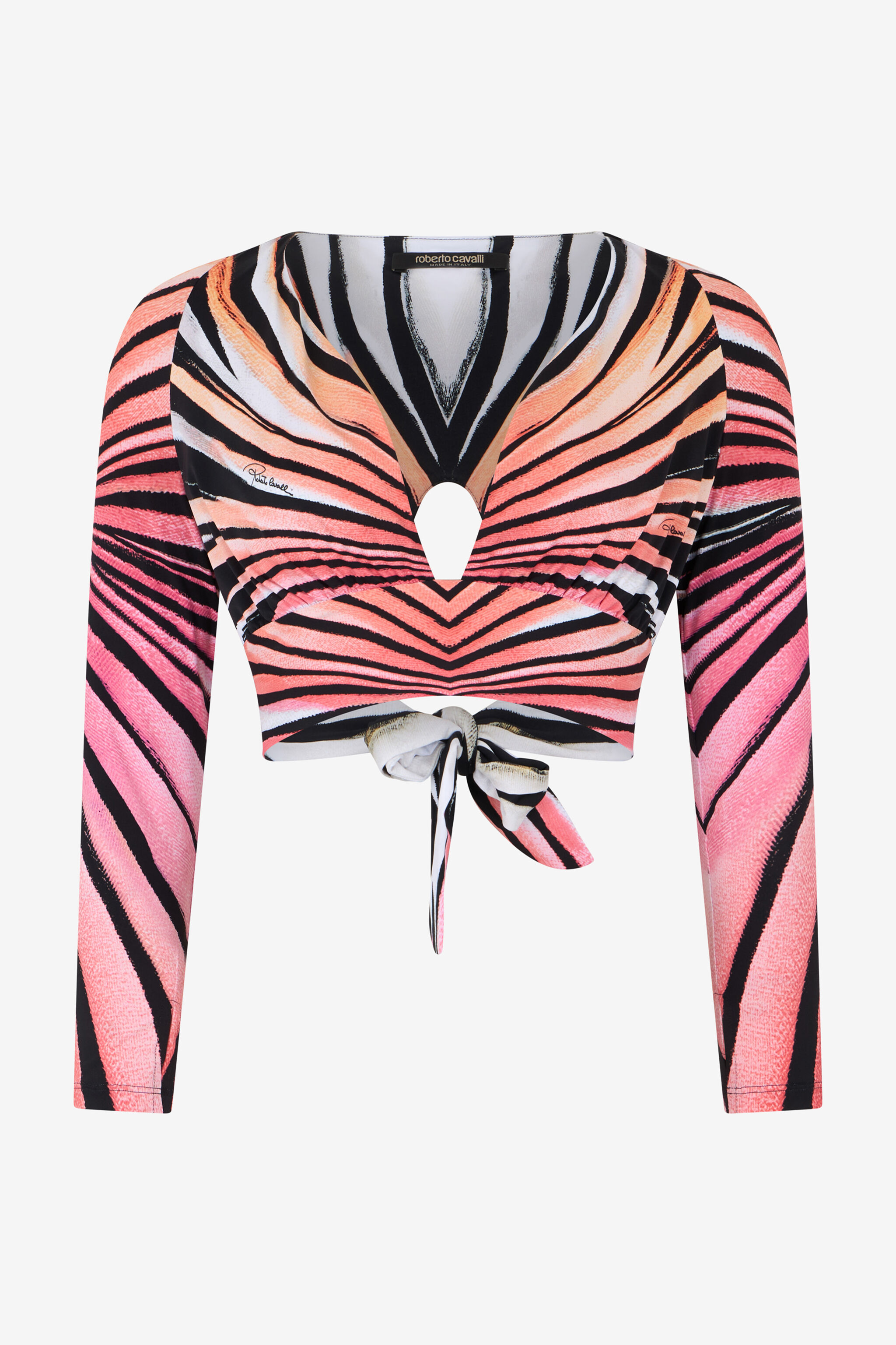 Ray Of Paradise Print Crop Top in CORAL for Women | Roberto Cavalli®