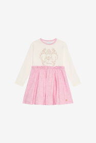 JU Patterned cotton-blend dress MILKY WHITE/BABYROSE VJT10L-JD001