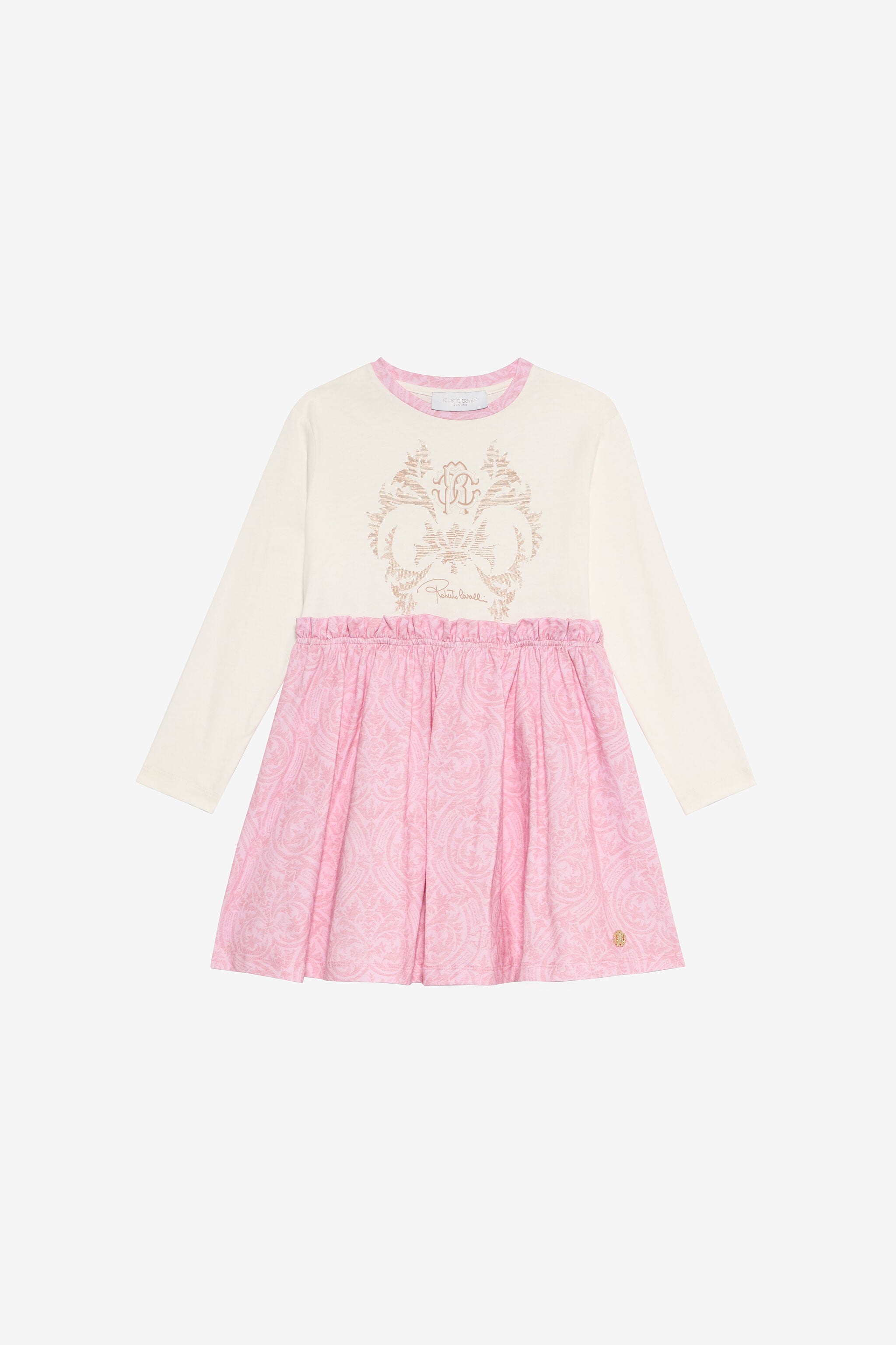 JU Robe en coton mélangé à motifs JU Robe en coton mélangé à motifs MILKY WHITE/BABYROSE VJT10L-JD001
