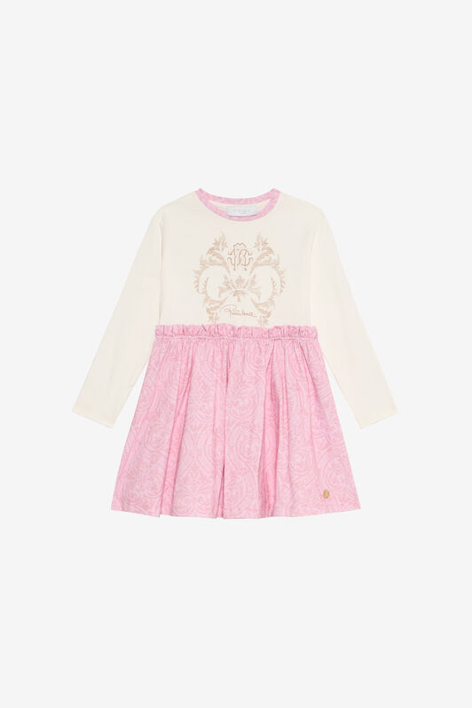 JU Robe en coton mélangé à motifs JU Robe en coton mélangé à motifs MILKY WHITE/BABYROSE VJT10L-JD001