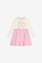 JU Patterned cotton-blend dress JU Patterned cotton-blend dress MILKY WHITE/BABYROSE VJT10L-JD001