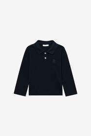 JU Navy Long Sleeve Polo With Embroidered Monogram BLUE MEDVL XJT62G-KB009