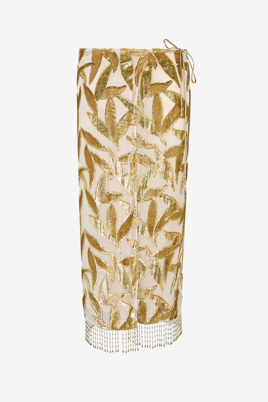 RC Ivory Midi Skirt with Foliage Motif RC Ivory Midi Skirt with Foliage Motif IVORY WWR305-FC007