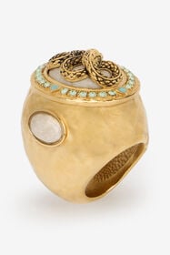 RC Snake and Gemstone Ring GOLD/IVORY/CRYSTAL WQG018-AM127
