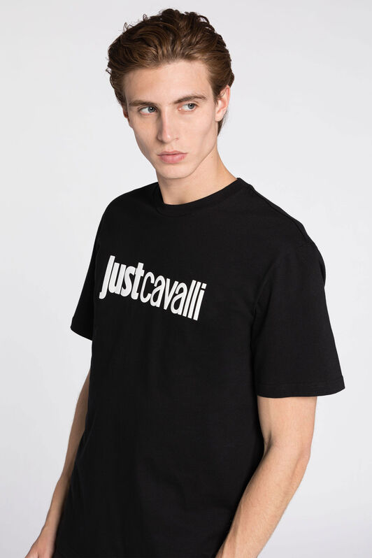 JC Just Cavalli Logo-Print Cotton T-Shirt JC Just Cavalli Logo-Print Cotton T-Shirt BLACK Q61271-Q0174