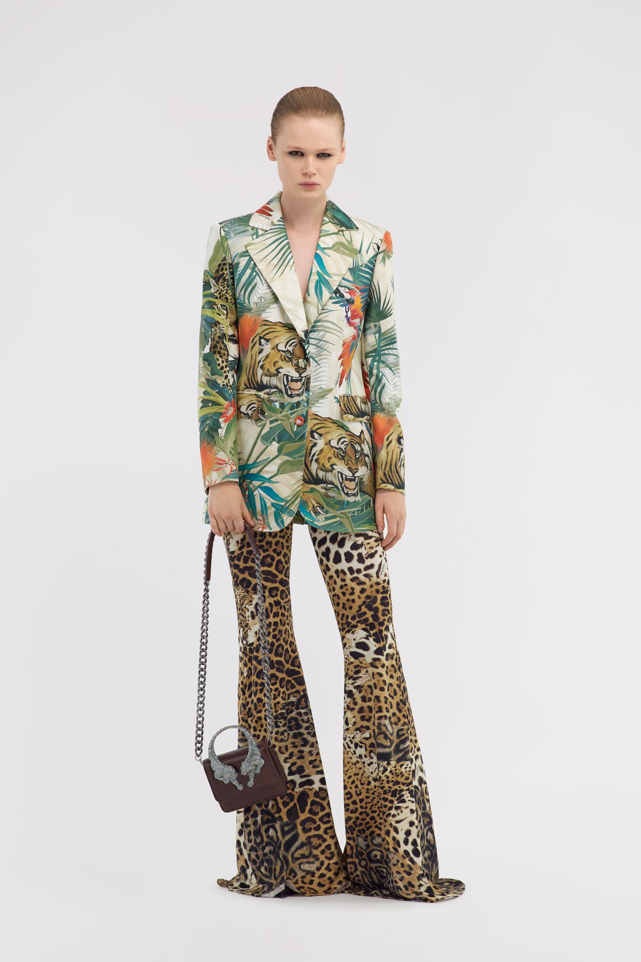 RC Jungle Print Silk Blazer RC Jungle Print Silk Blazer Green SKT405-4QI88