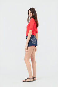 RC Jeans Shorts Blu Con Monogram RC Di Cristalli BLUE SOJ20Q-DL011