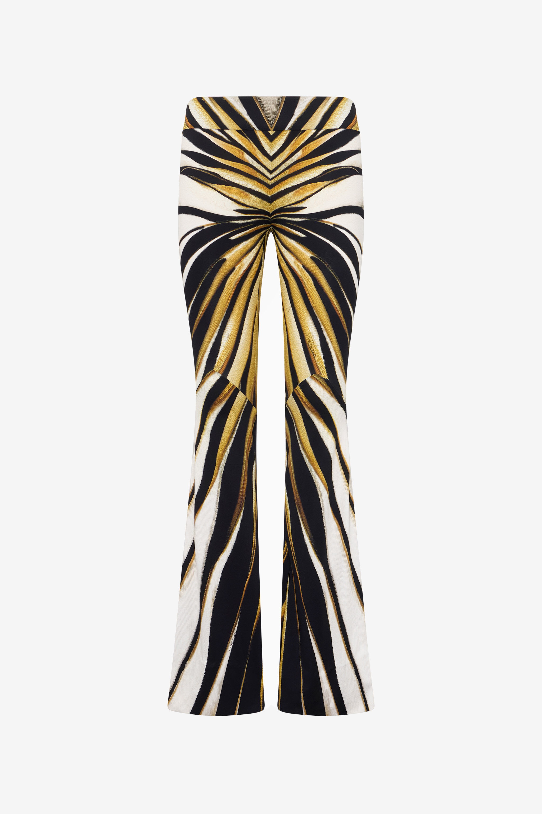 RC Ray Of Gold Print Flared Trousers Gold TKT202-LNM33