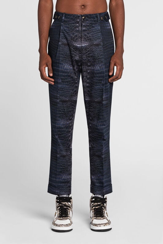 RC Snakeskin-effect tailored trousers RC Snakeskin-effect tailored trousers Dark blue QRT206-1Z011