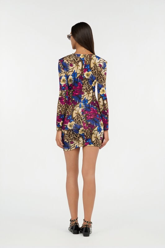 JC Flower Leopard Print Mini Dress JC Flower Leopard Print Mini Dress 700 BEIGE + 343 CILI VFT285-VF435