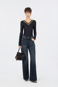 JC Black Fitted Bodysuit with Logo BLACK RKT921-RK428