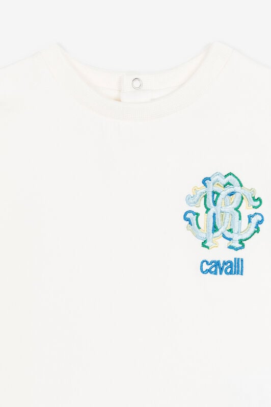 JU RC Monogram-Embroidered Cotton T-Shirt JU RC Monogram-Embroidered Cotton T-Shirt White QJT629-JV025