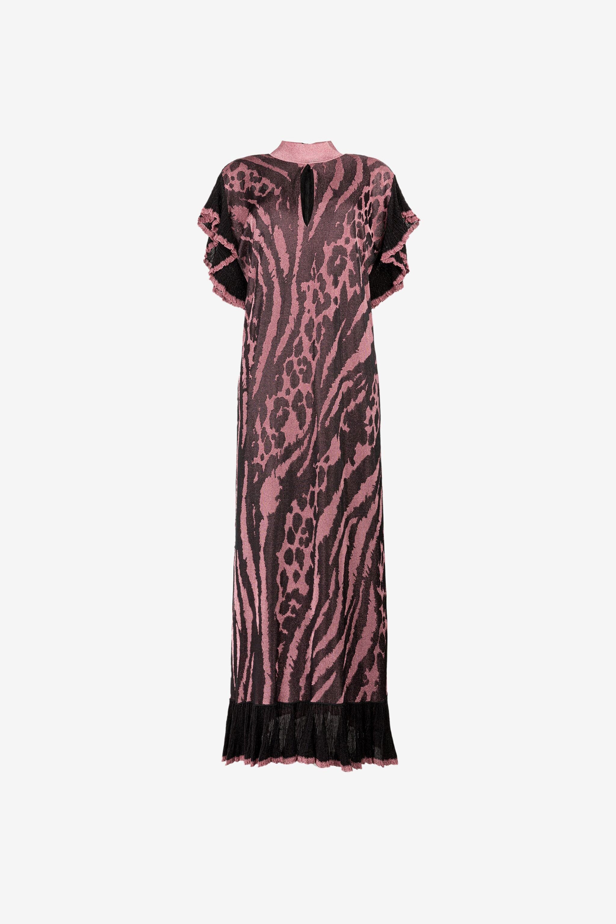 RC Jaguar And Tiger-Jacquard Knit Maxi Dress RC Jaguar And Tiger-Jacquard Knit Maxi Dress ROSA/NERO OKM100-MI030