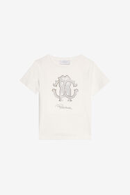 JU Glitzerndes Logo-T-Shirt IVORY XJT62E-JD003