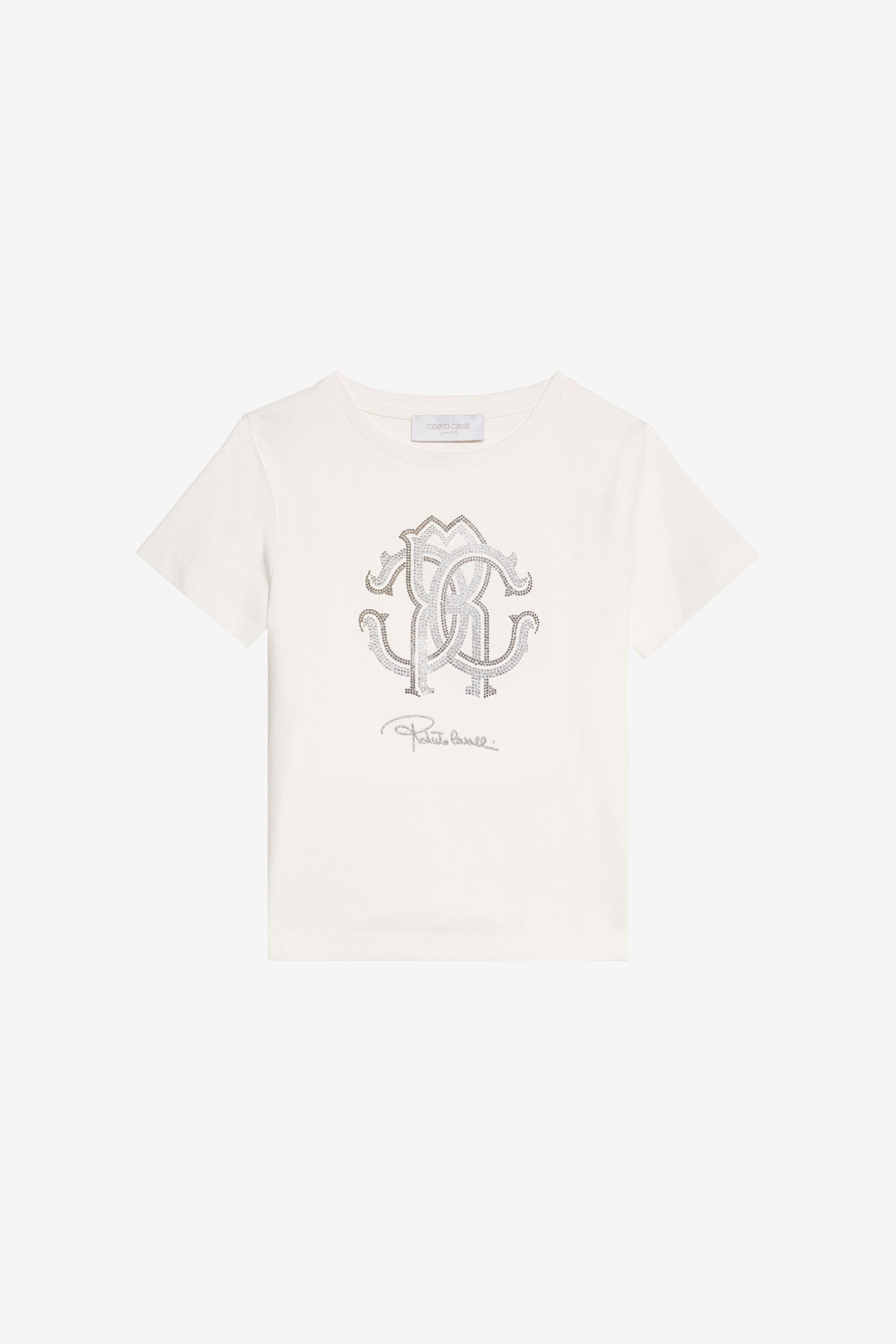 JU Glitzerndes Logo-T-Shirt IVORY XJT62E-JD003