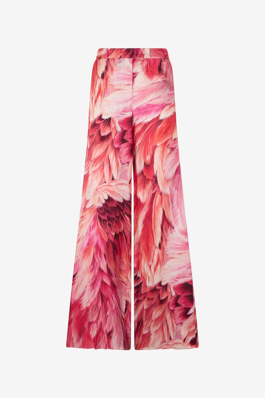 RC Palazzo-Hose Aus Seide Mit Plumange-Print RC Palazzo-Hose Aus Seide Mit Plumange-Print PEONIA SWT202-4QL71