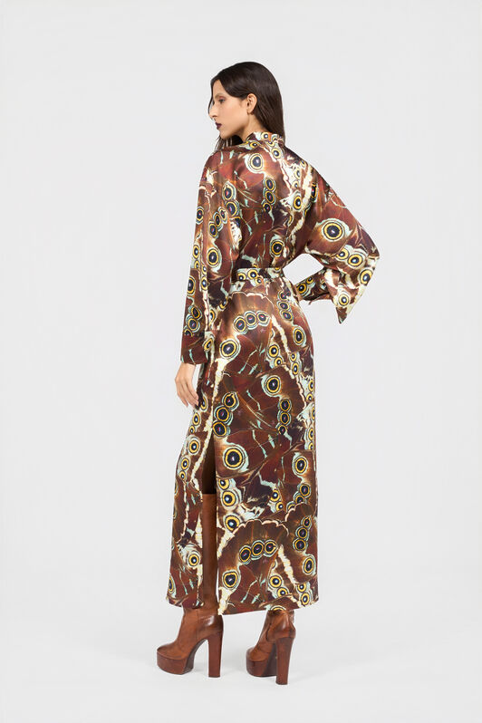 RC Hemdblusenkleid Mit Mini Butterfly Print BROWN XQT103-RYT27