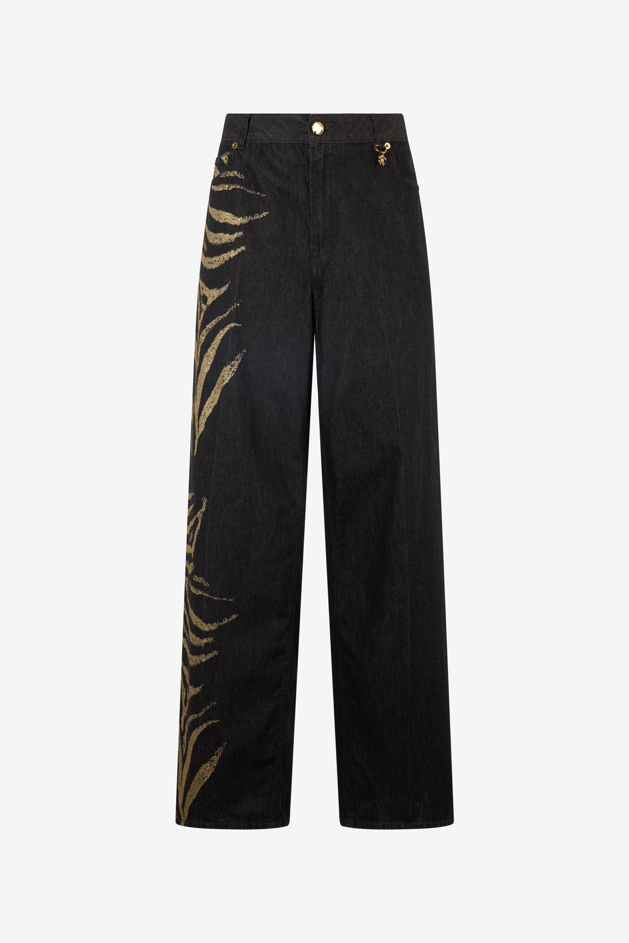 RC Jeans With Zebra Print On Side RC Jeans With Zebra Print On Side Black/Gold UKJ207-KON84