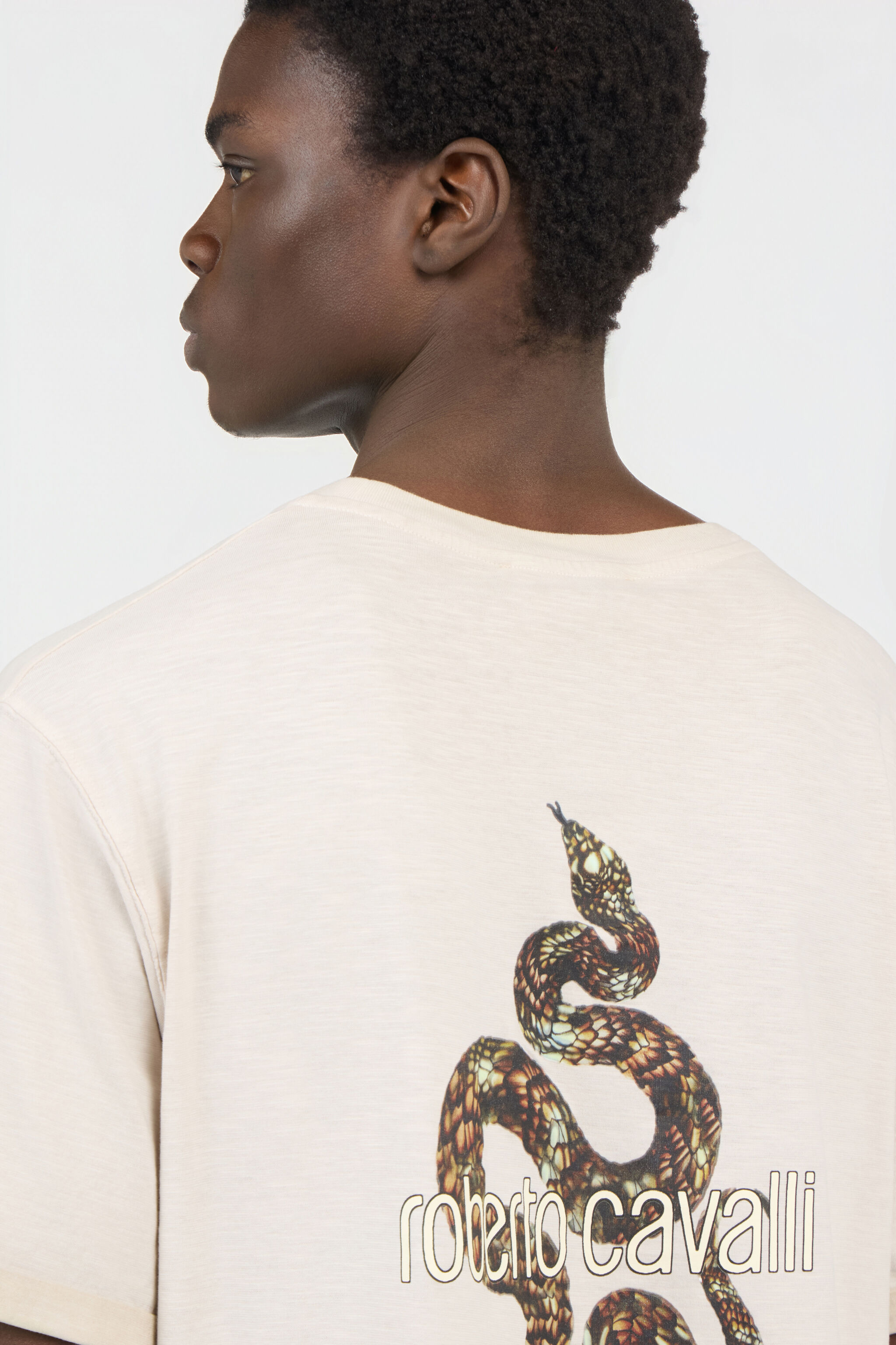 RC Beige T-Shirt with Back Snake Print RC Beige T-Shirt with Back Snake Print WHITE SOT60B-JD005