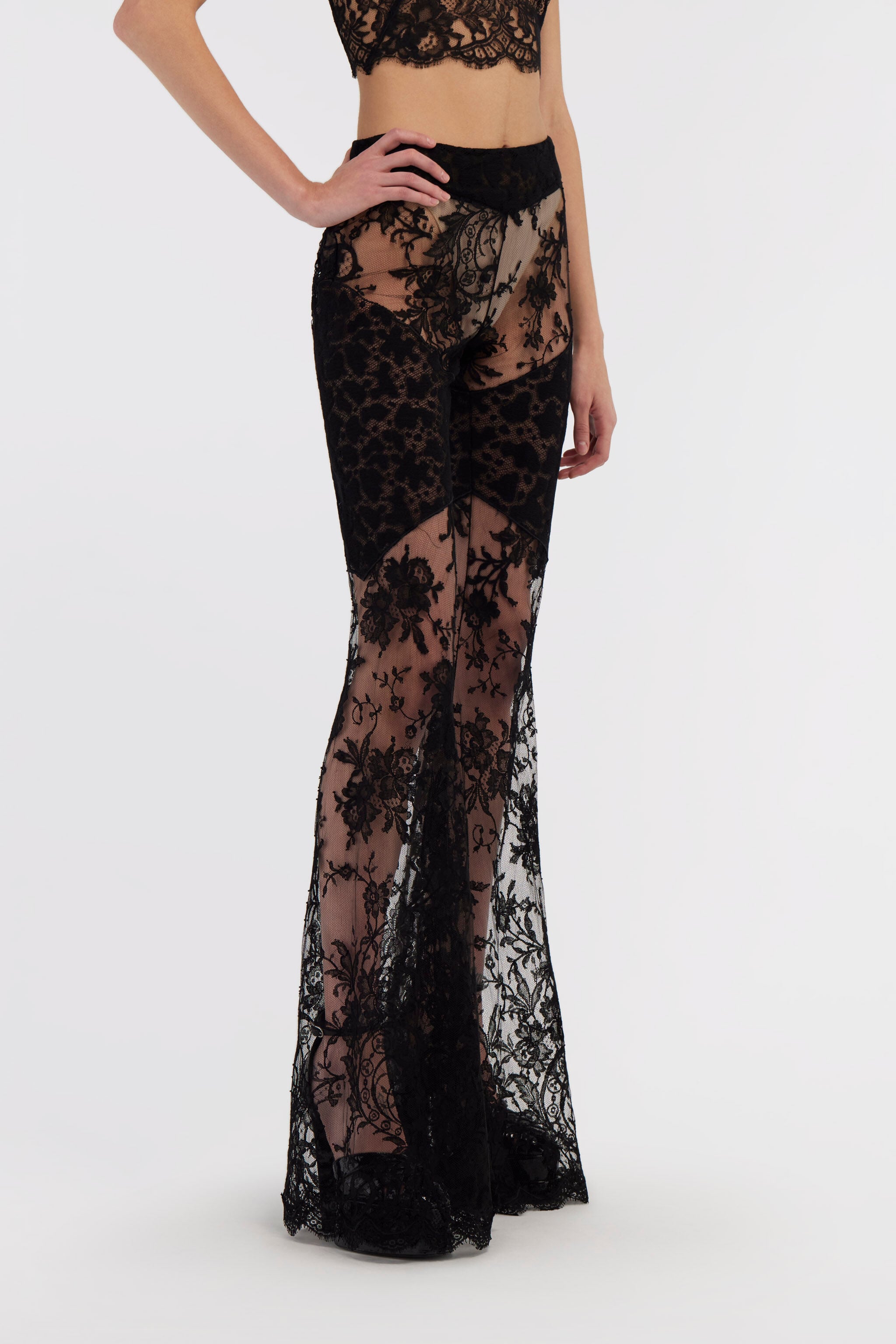 RC Black Flare Transparent Trousers RC Black Flare Transparent Trousers Nero RWT201-RP003