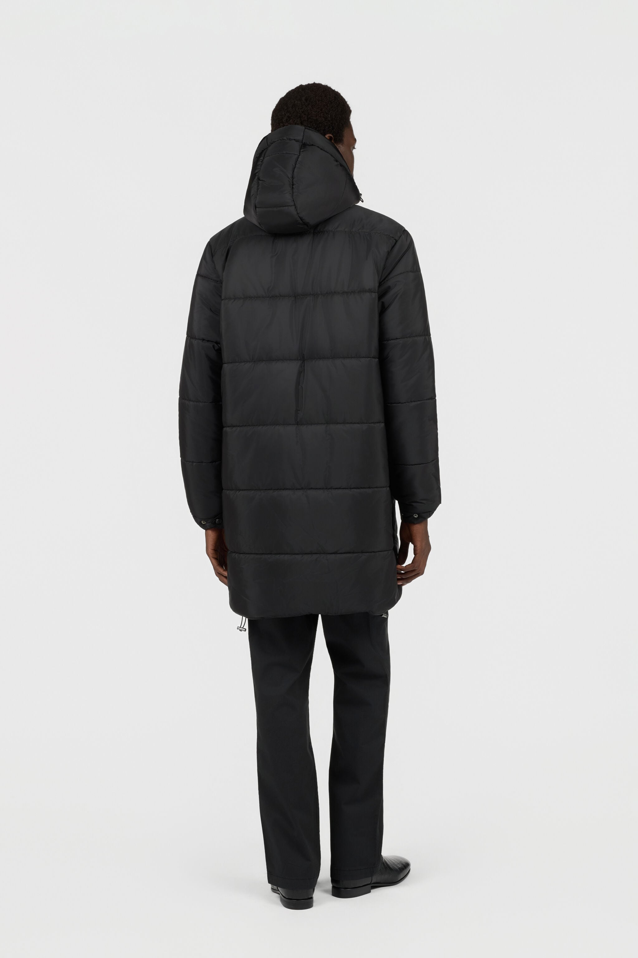 RC Schwarze Jacke, langer Steppmantel mit Kapuze RC Schwarze Jacke, langer Steppmantel mit Kapuze BLACK/ANTHRACITE TOT40F-5LE01