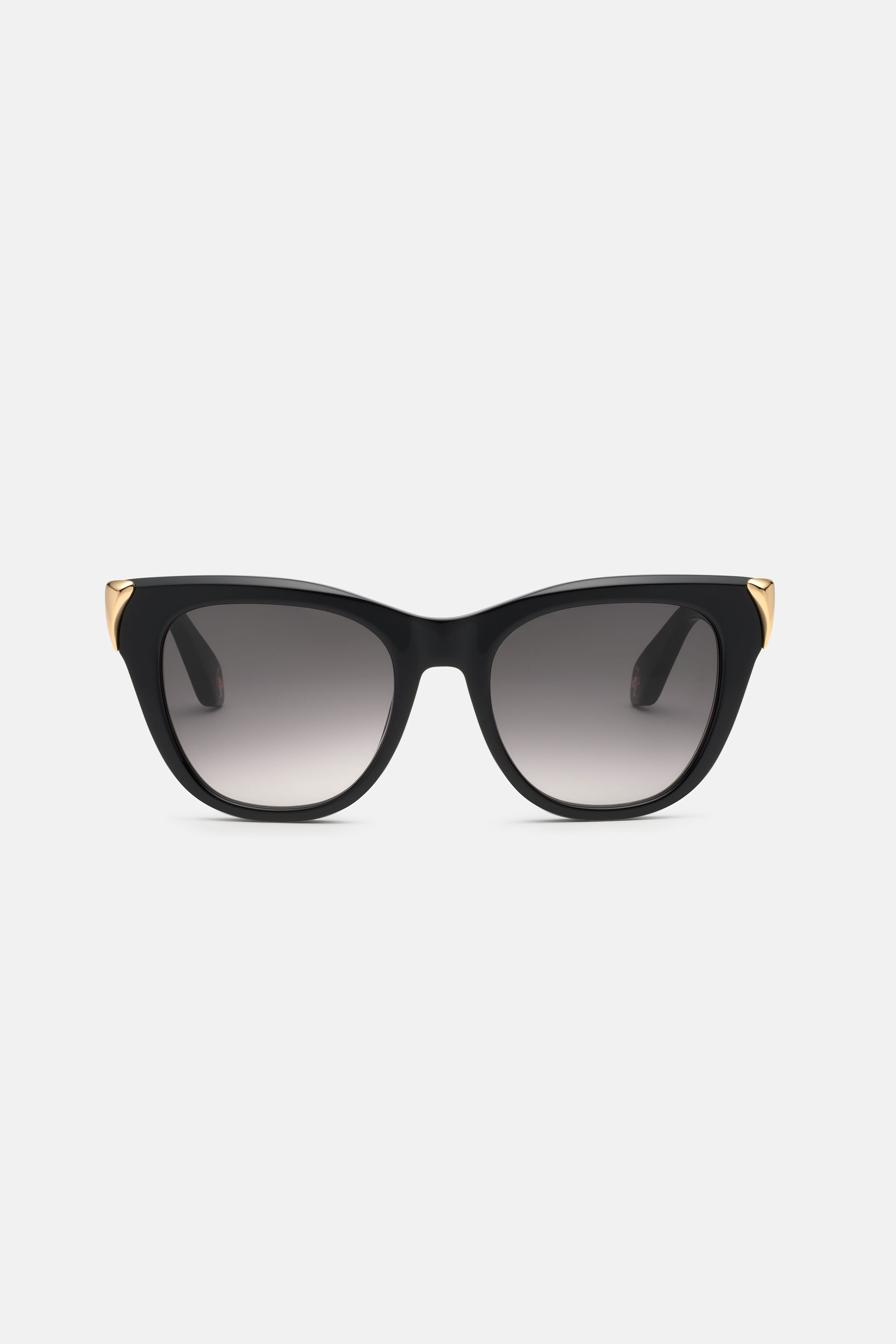 Sunglasses with feminine cat-eye and feng on sides in Black for