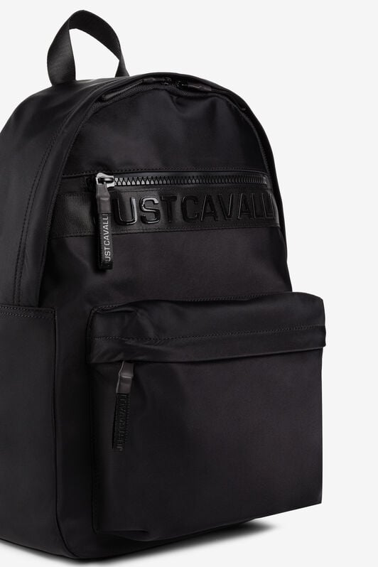 JC Just Cavalli Logo-Appliqué Backpack JC Just Cavalli Logo-Appliqué Backpack BLACK Q62335-Q1238