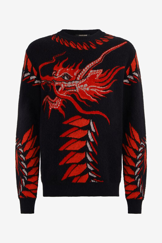 RC Black Sweater with Red and White Dragon RC Black Sweater with Red and White Dragon BLACK WHITE RED VNM603-MQ013