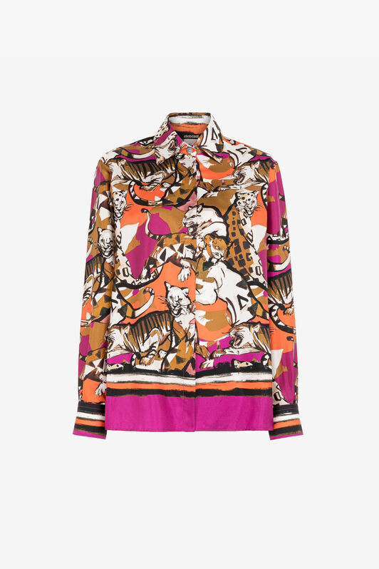RC Wild Cat-Print Shirt Purple RKT704-4QH06