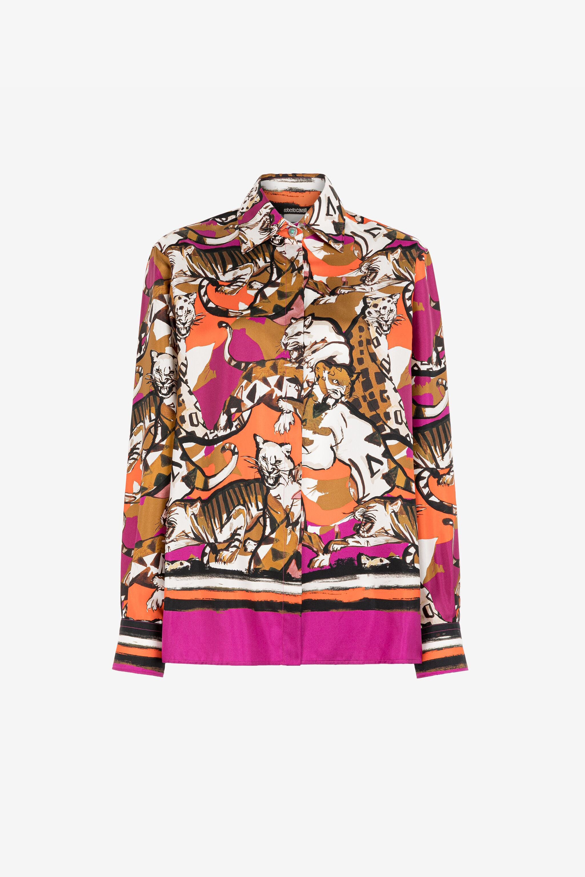 RC Wild Cat-Print Shirt Purple RKT704-4QH06