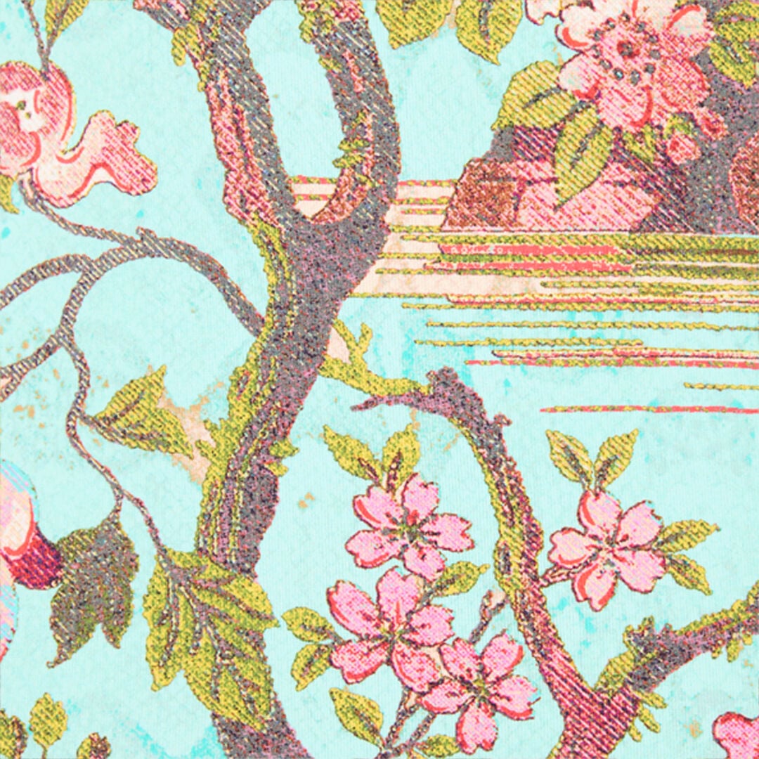 RC Haut avec imprimé de fleurs et faisans RC Haut avec imprimé de fleurs et faisans Bleu/Rose VKT604-LNP76