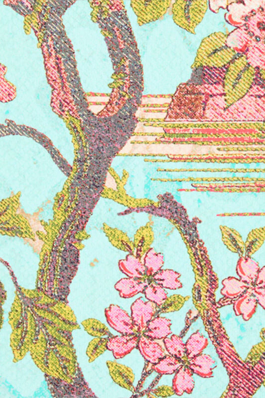 RC Haut avec imprimé de fleurs et faisans RC Haut avec imprimé de fleurs et faisans Bleu/Rose VKT604-LNP76