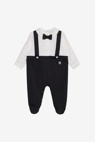 JU Schwarzer und weißer Strampler mit Fliege WHITE/BLACK XJT81Q-JD001