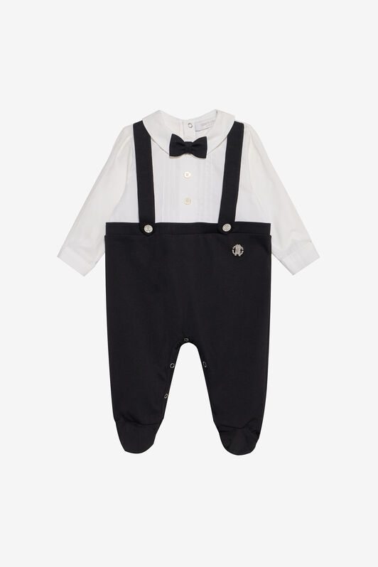 JU Schwarzer und weißer Strampler mit Fliege WHITE/BLACK XJT81Q-JD001