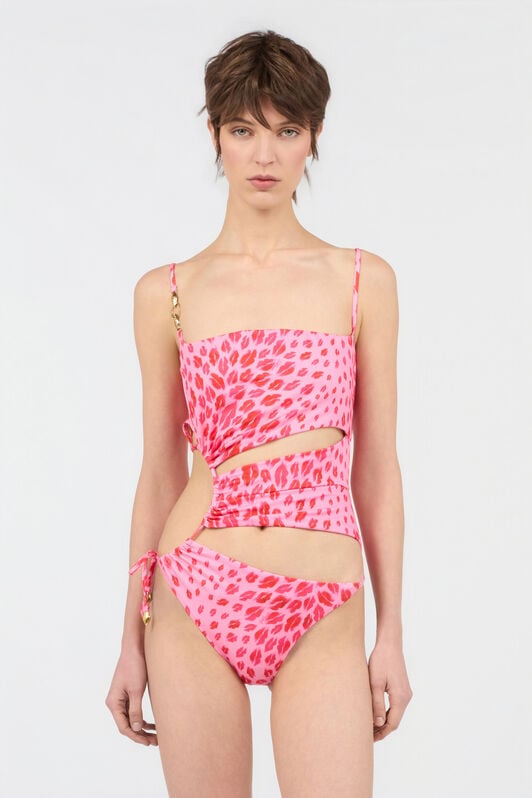 JC The Jaguar Kiss Print One-Piece Swimsuit JC The Jaguar Kiss Print One-Piece Swimsuit 433 ROSA + 455 FUXIA WFM039-WF758