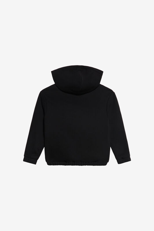 JU Schwarzer Hoodie mit goldenem Knopf BLACK XJT66K-CF050