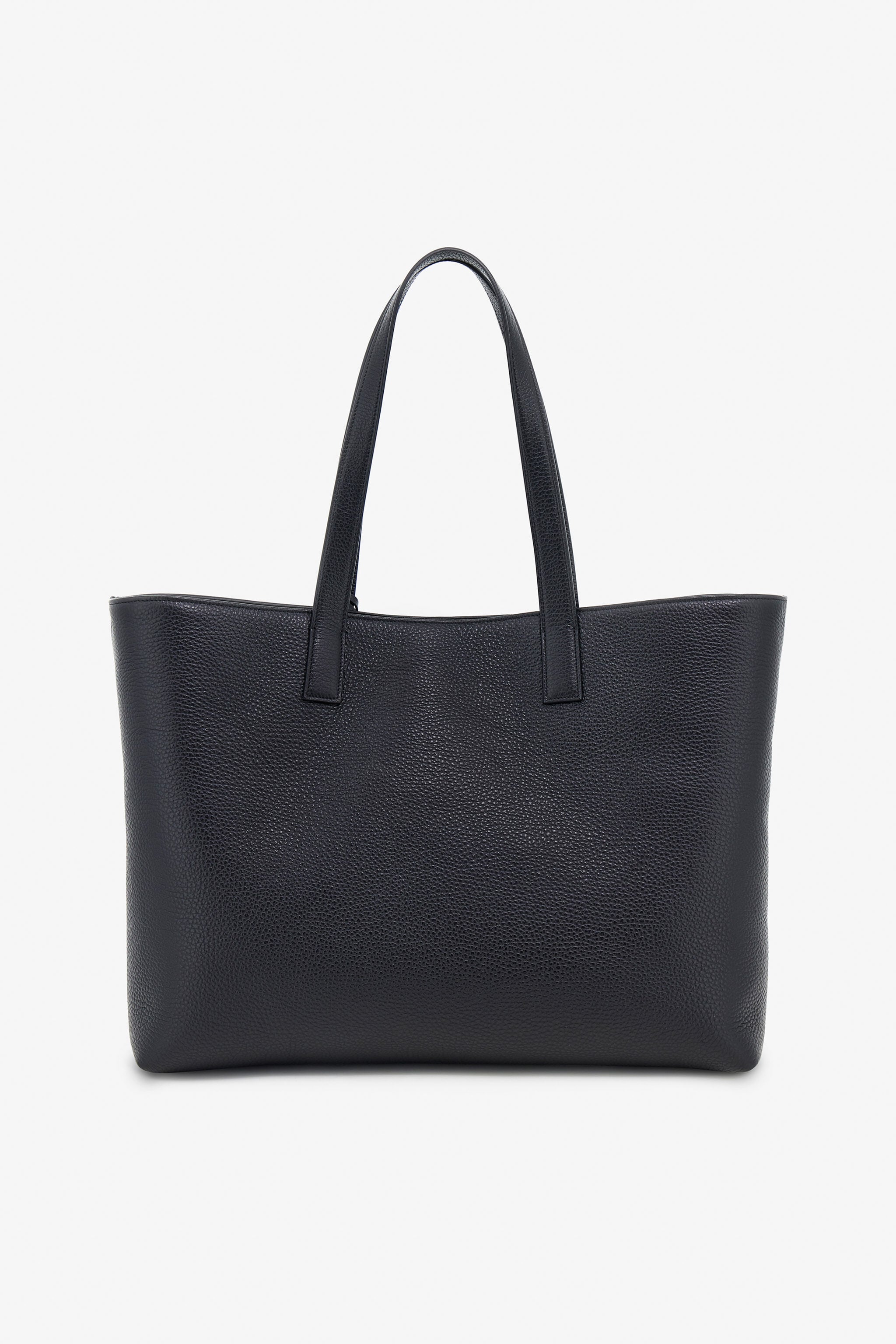 RC Black Leather Shopping Bag With RC Monogram RC Black Leather Shopping Bag With RC Monogram Black SKB016-PZ241