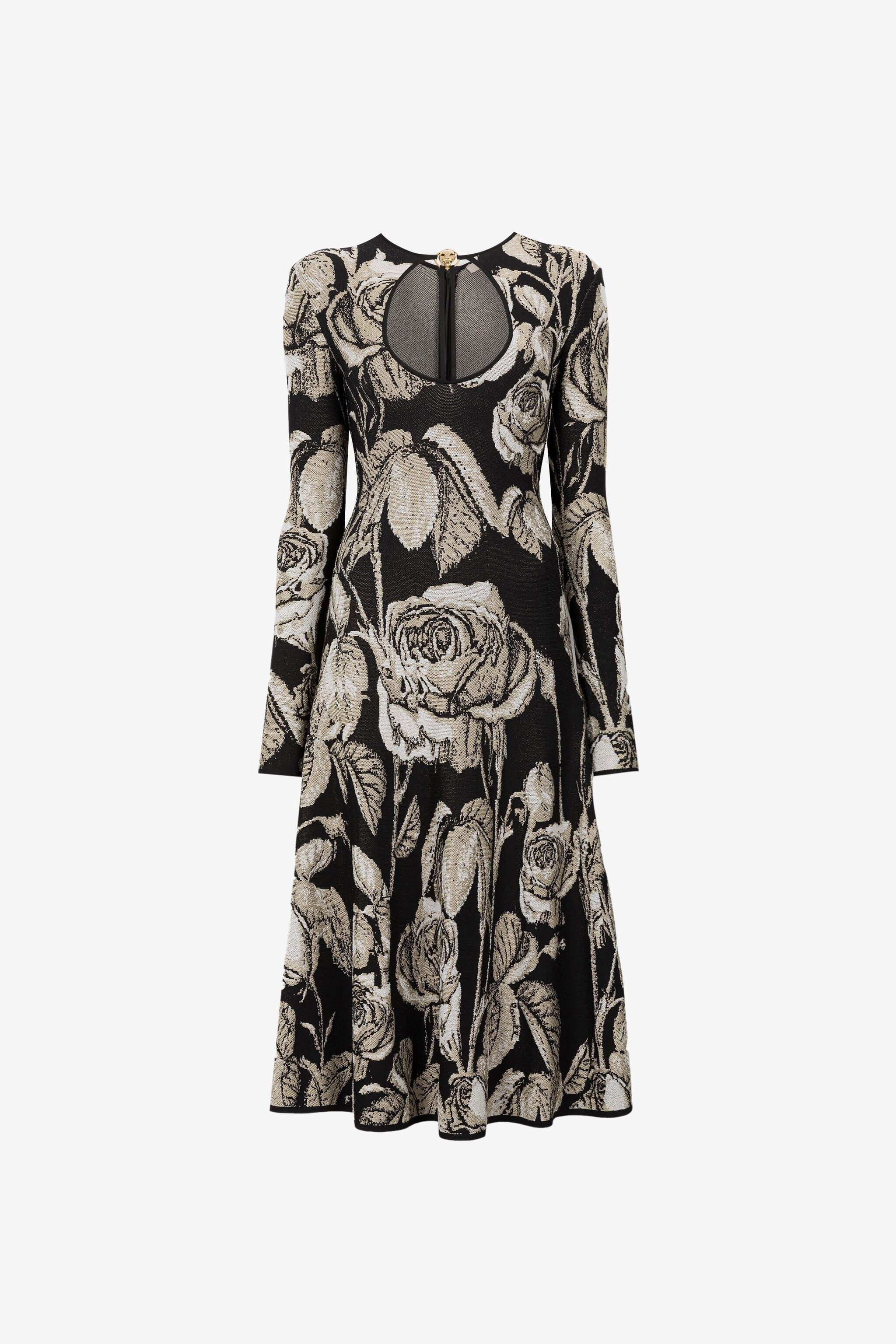 RC Rose-Jacquard Cut-Out Dress RC Rose-Jacquard Cut-Out Dress SILVER/BLACK PQM103-MI150