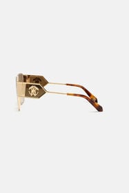 RC Sunglasses with wide shape front, metal fangs embellishment Marron ALD026-ID183