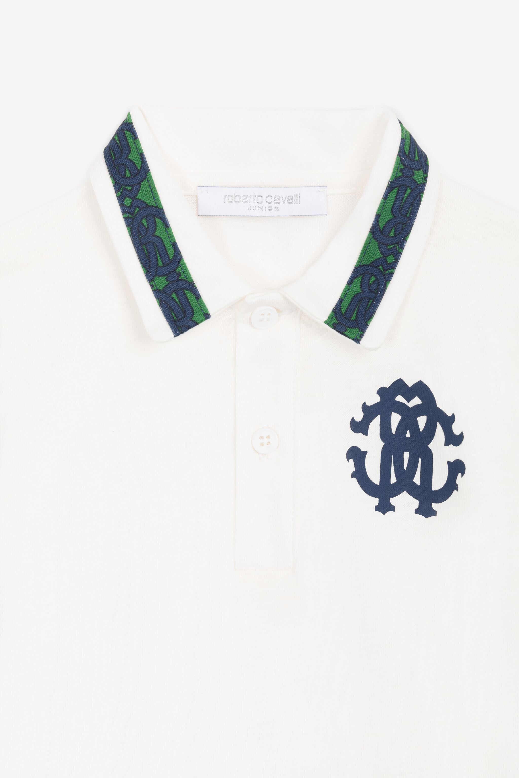 JU RC Monogram-Print Cotton Polo Shirt JU RC Monogram-Print Cotton Polo Shirt White RJT608-JD001