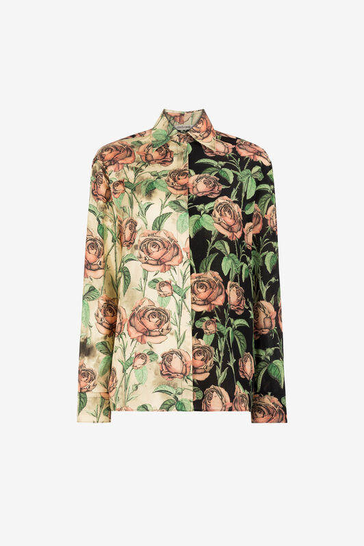 RC Rose-Print Silk Shirt AVORIO/ROSA ANT. PWT704-4QF35