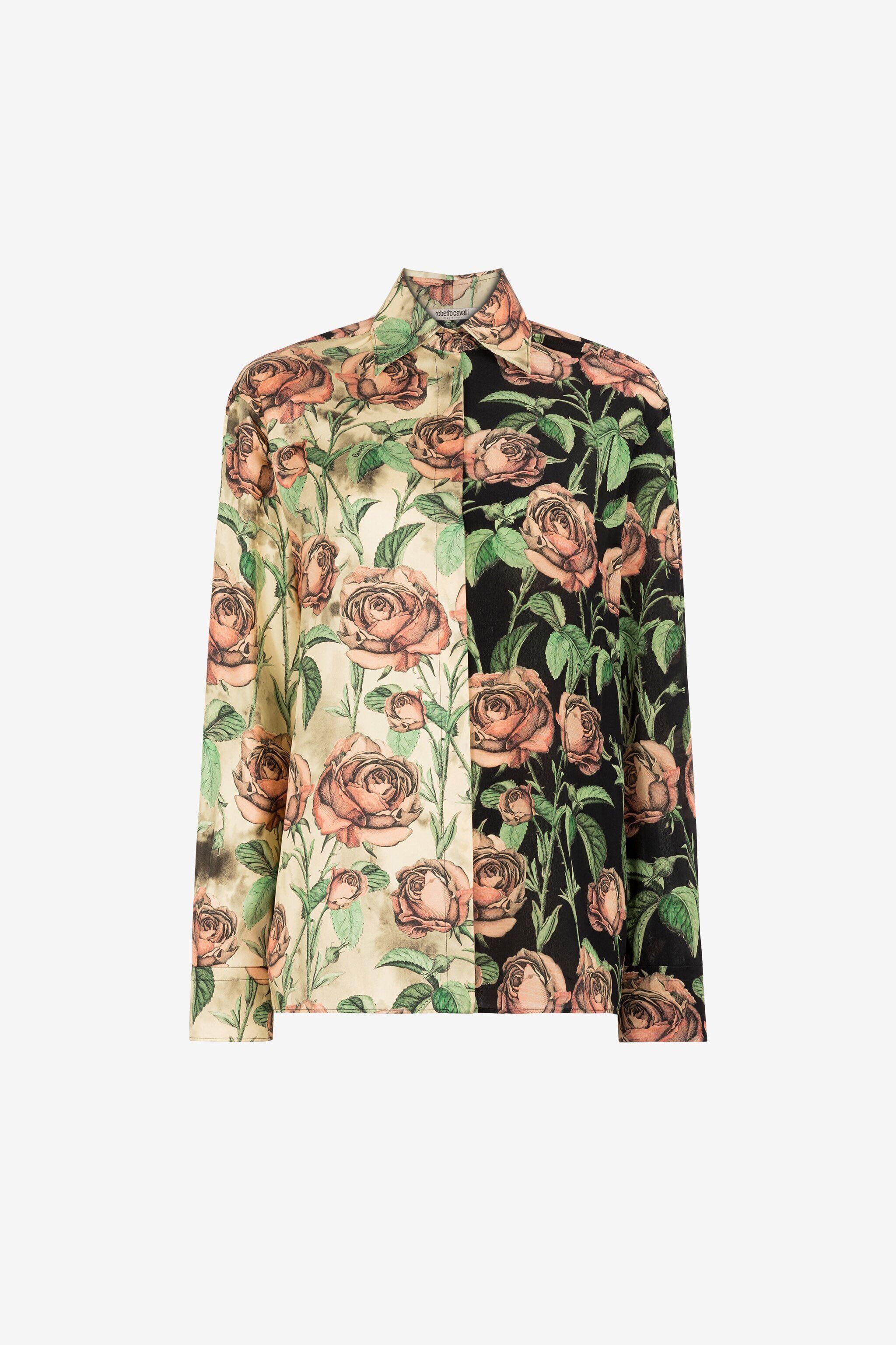 RC Rose-Print Silk Shirt AVORIO/ROSA ANT. PWT704-4QF35