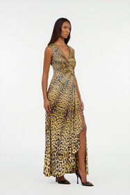 RC Long Dress with Jaguar Skin Print NATURALE VWT196-JRR80