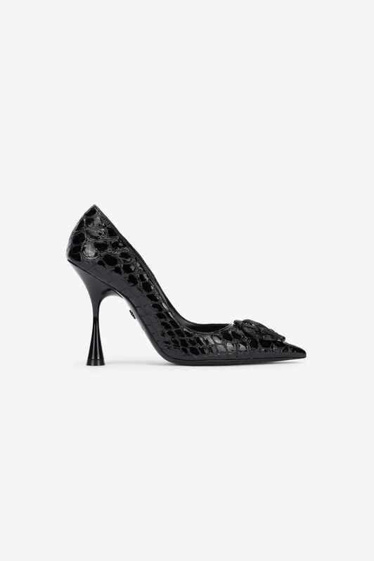 RC Crocodile-Print Leather Pumps Black UKS011-PZV97