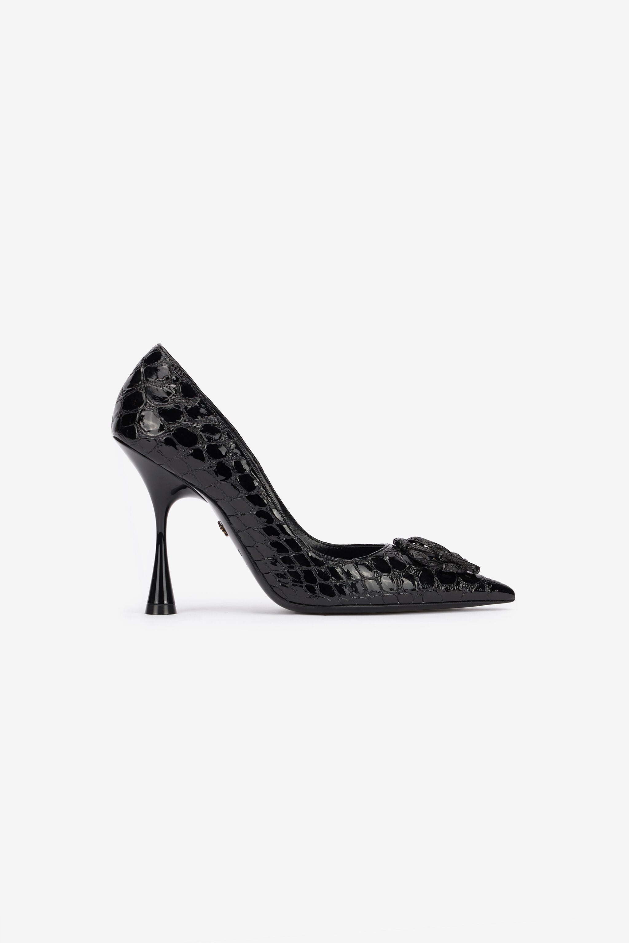 RC Crocodile-Print Leather Pumps Black UKS011-PZV97