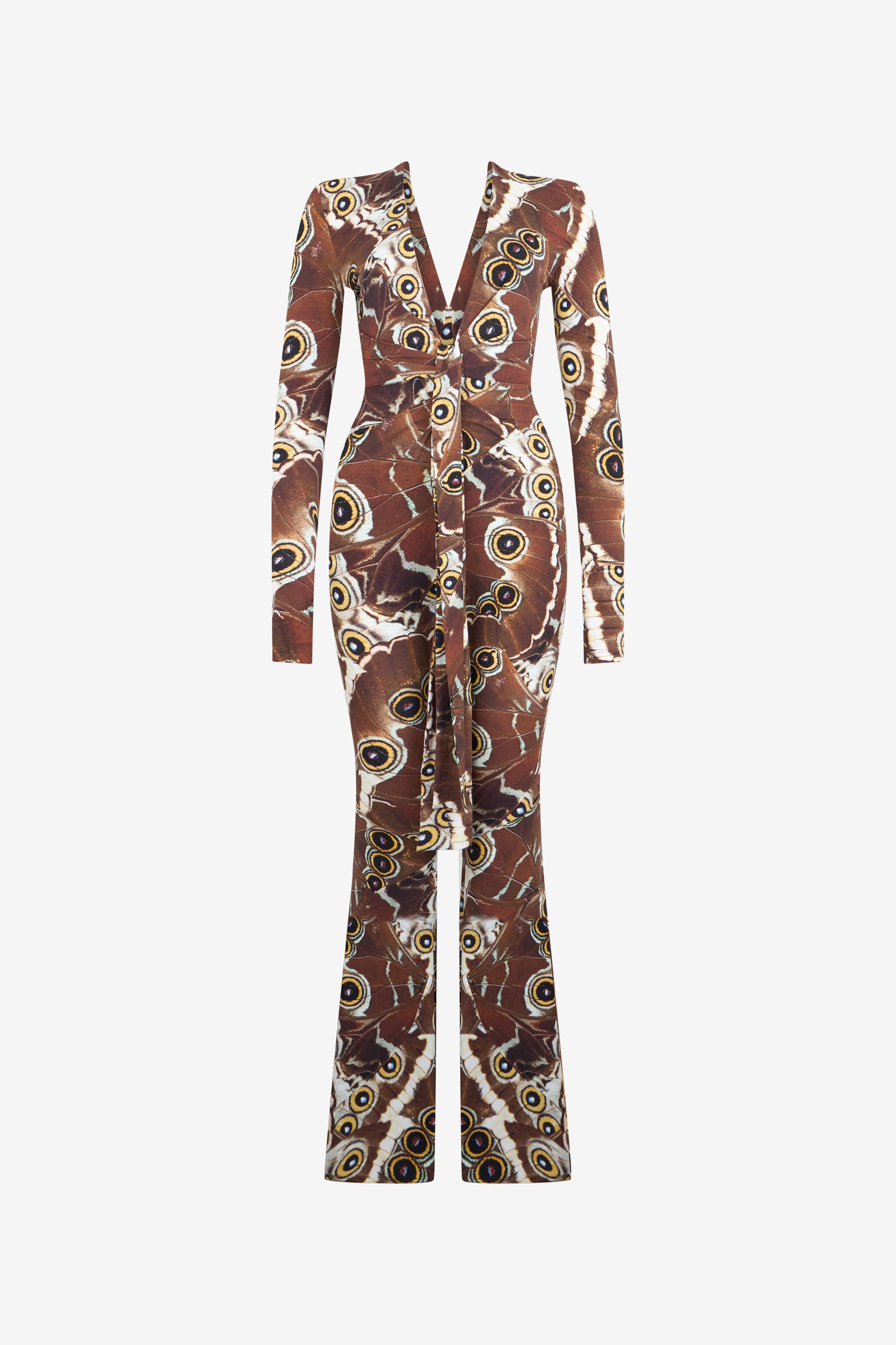 RC Mini Butterfly Print Jumpsuit BROWN XQT117-LNT27