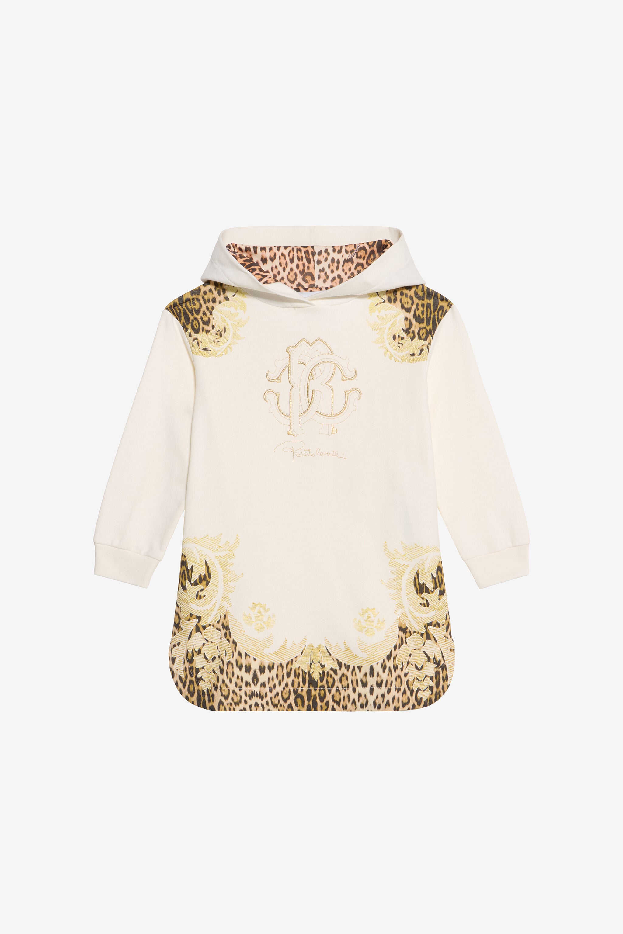 JU Leopard And Baroque Print Sweatshirt Dress JU Leopard And Baroque Print Sweatshirt Dress MILKY WHITE VJT69B-CF050