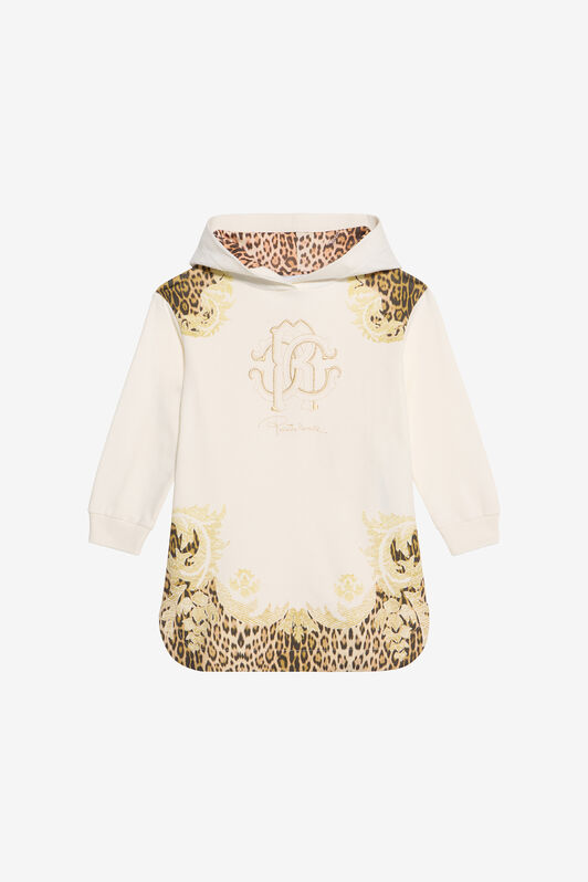 JU Leopard And Baroque Print Sweatshirt Dress JU Leopard And Baroque Print Sweatshirt Dress MILKY WHITE VJT69B-CF050