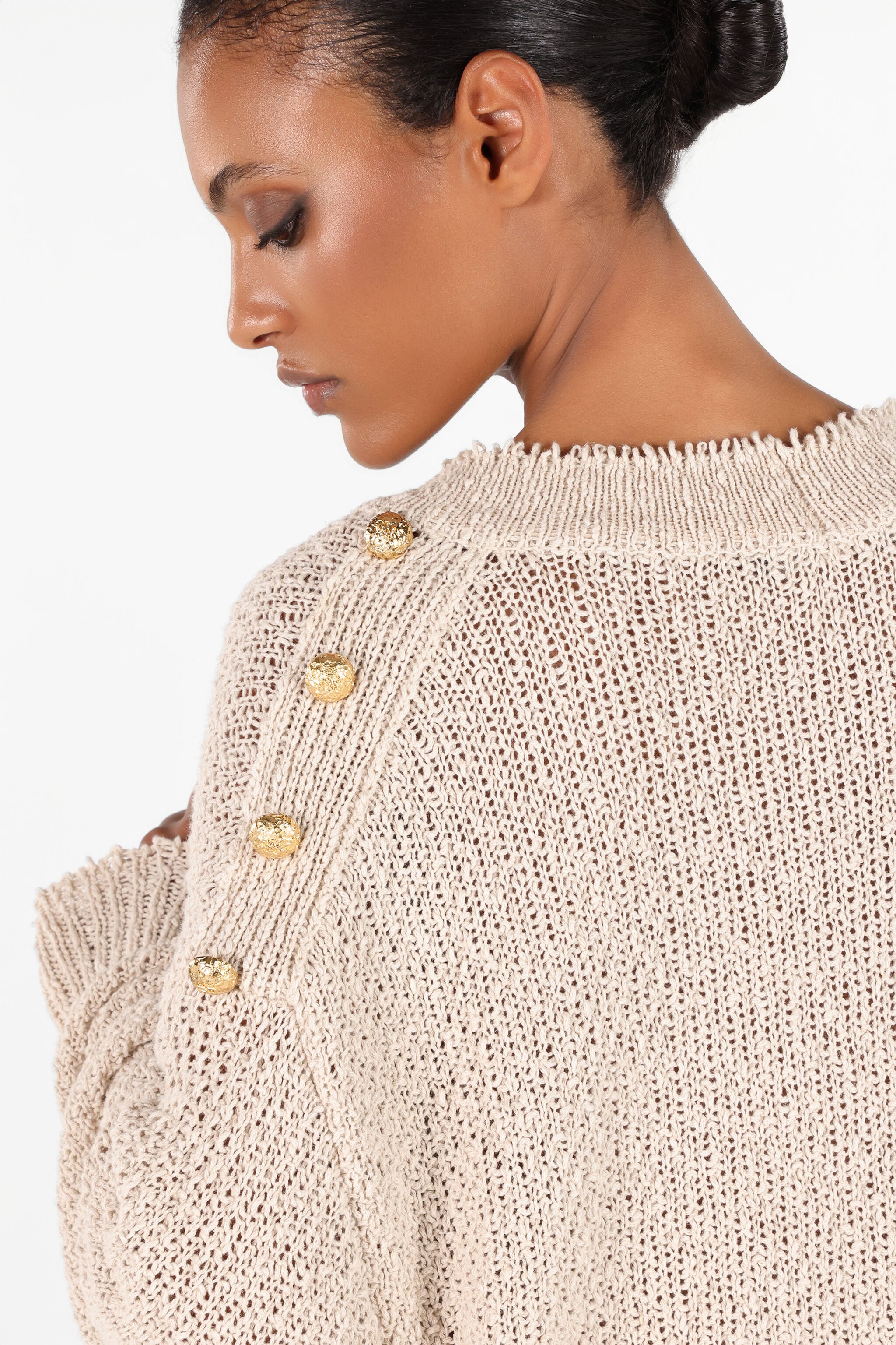 RC Pullover mit Zierknöpfen RC Pullover mit Zierknöpfen Hellbraun UWM620-ME005